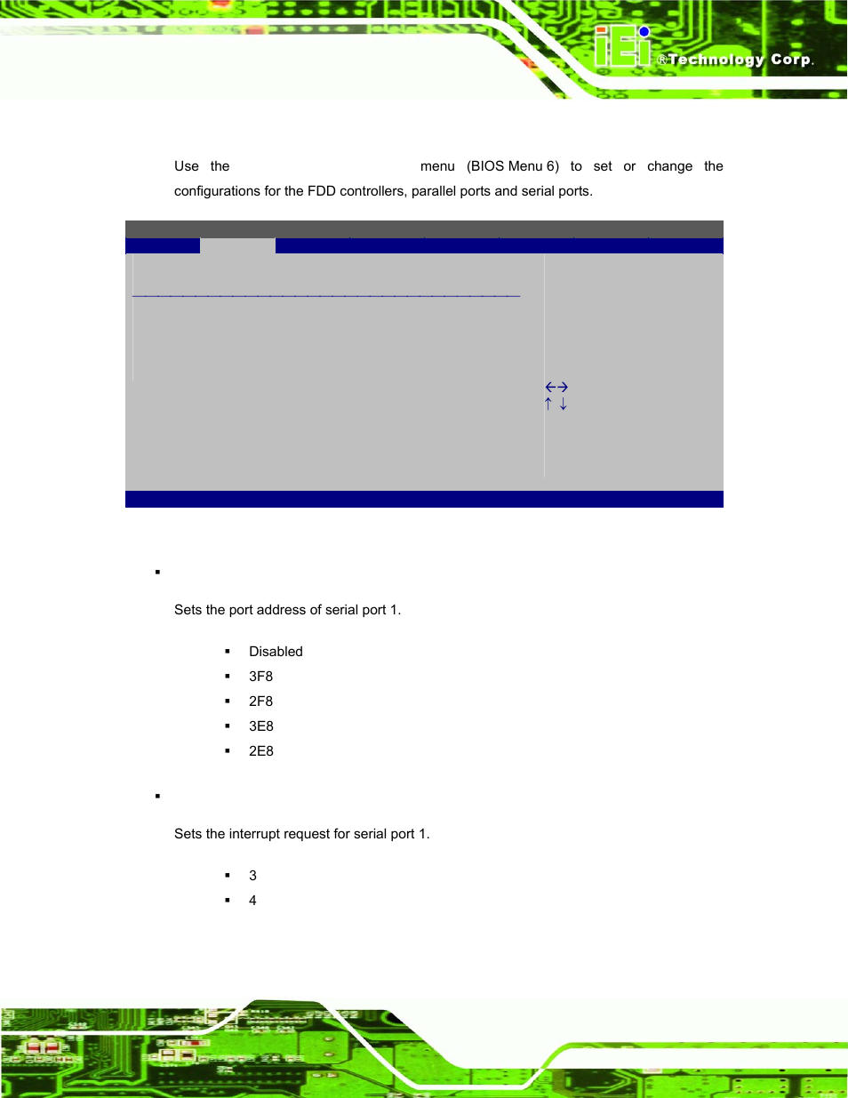 3 super io configuration, Section 5.3.3 | IEI Integration uIBX-200-VX800 v1.04 User Manual | Page 55 / 113