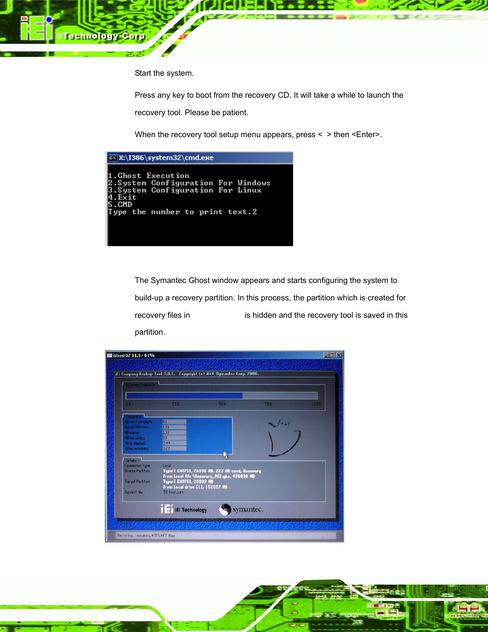 Figure a-4: system configuration for windows, Figure a-5: build-up recovery partition | IEI Integration uIBX-200-VX800 v1.04 User Manual | Page 86 / 113