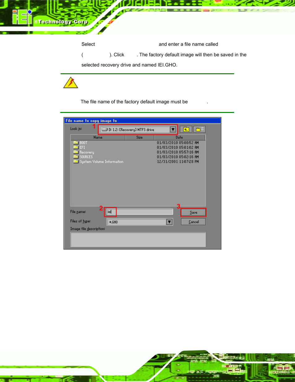 Figure a-13: file name to copy image to | IEI Integration uIBX-200-VX800 v1.04 User Manual | Page 90 / 113