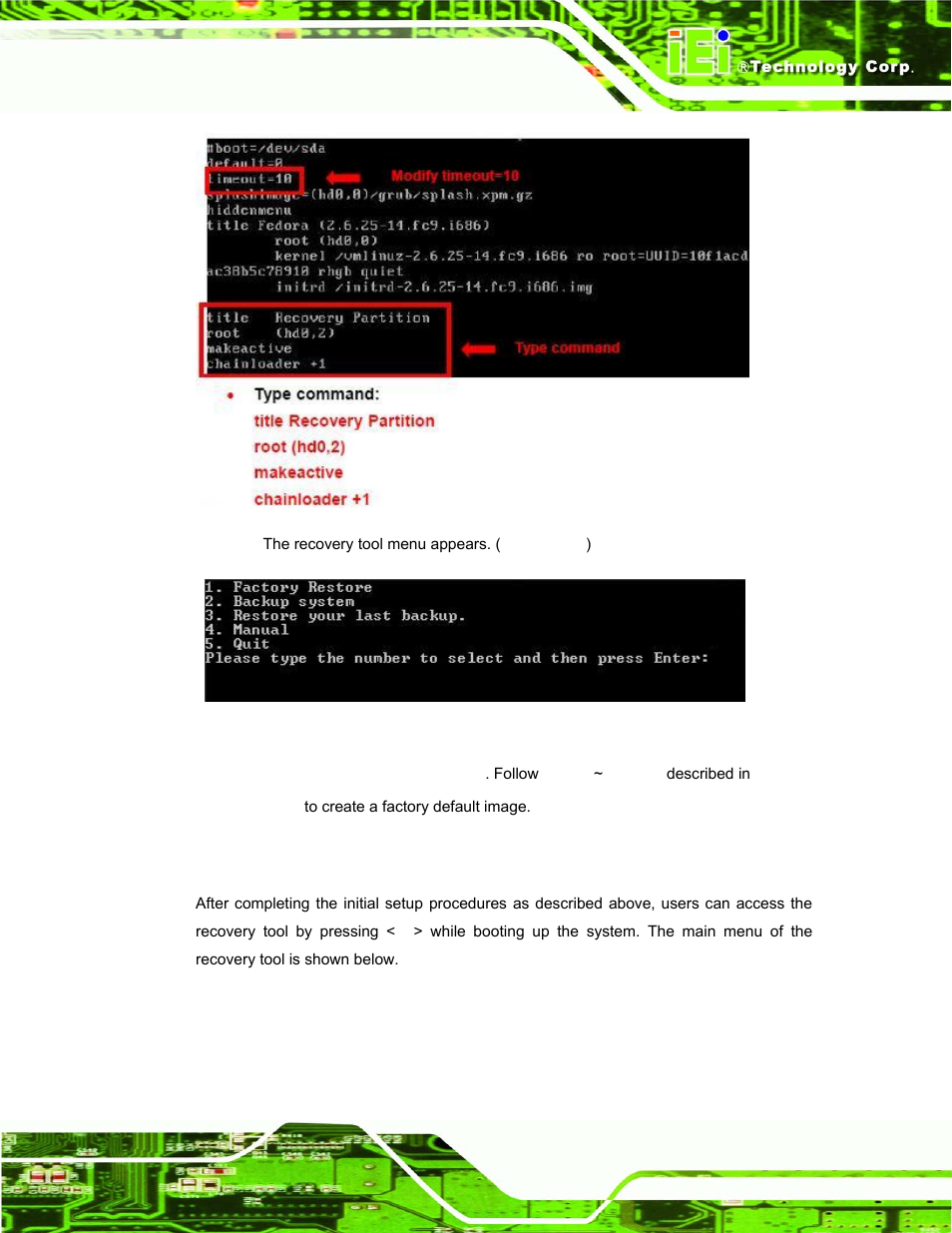 A.4 recovery tool functions, Ecovery, Unctions | Figure a-22: recovery tool menu | IEI Integration uIBX-200-VX800 v1.04 User Manual | Page 95 / 113