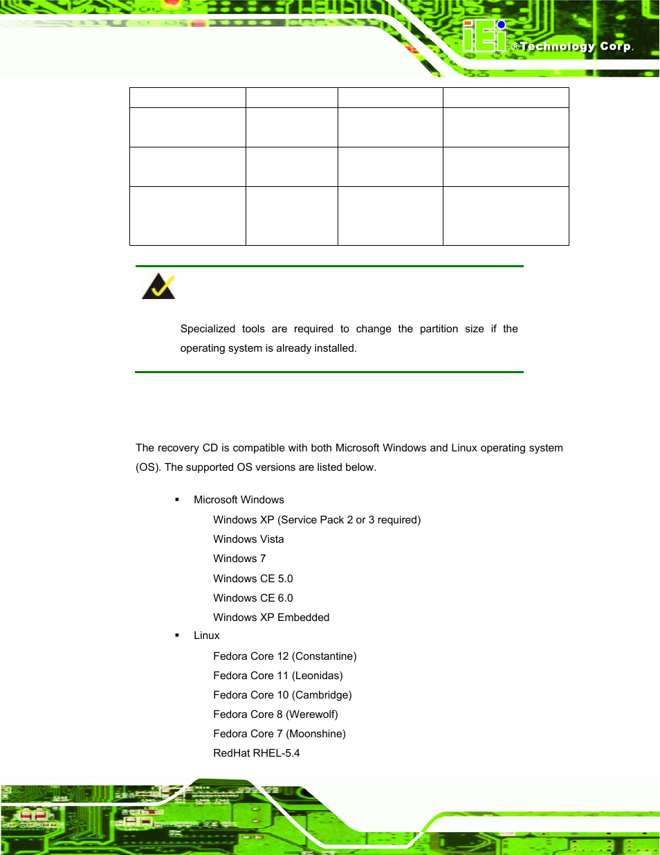 A.1.2 supported operating system | IEI Integration uIBX-200-VX800 v2.00 User Manual | Page 81 / 116