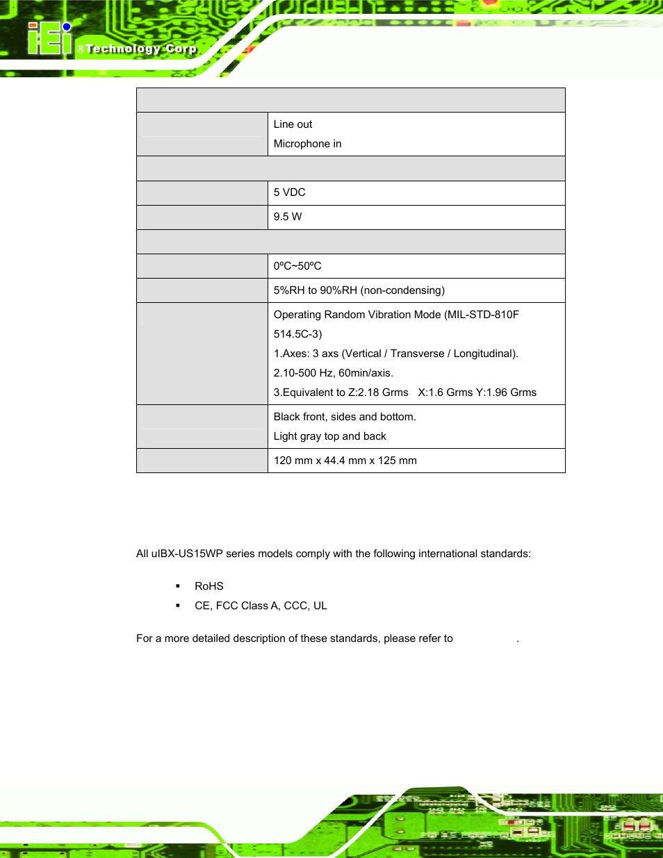 5 certifications, Ertifications, Table 1-1: technical specifications | IEI Integration uIBX-200 v1.02 User Manual | Page 13 / 109