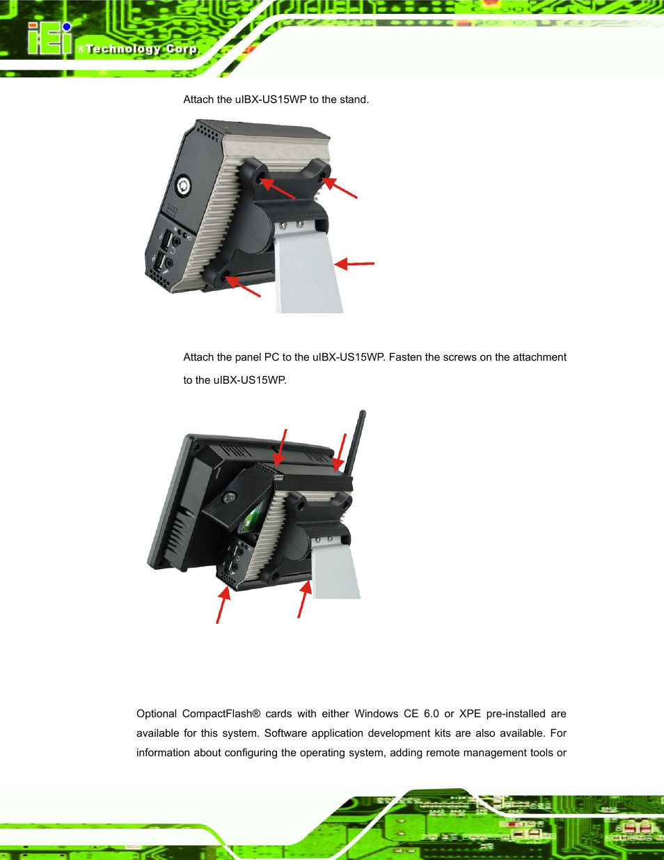 7 software, Oftware, Figure 4–22: system attachment screws | Figure 4–23: slide panel pc onto uibx-us15wp | IEI Integration uIBX-200 v1.02 User Manual | Page 41 / 109