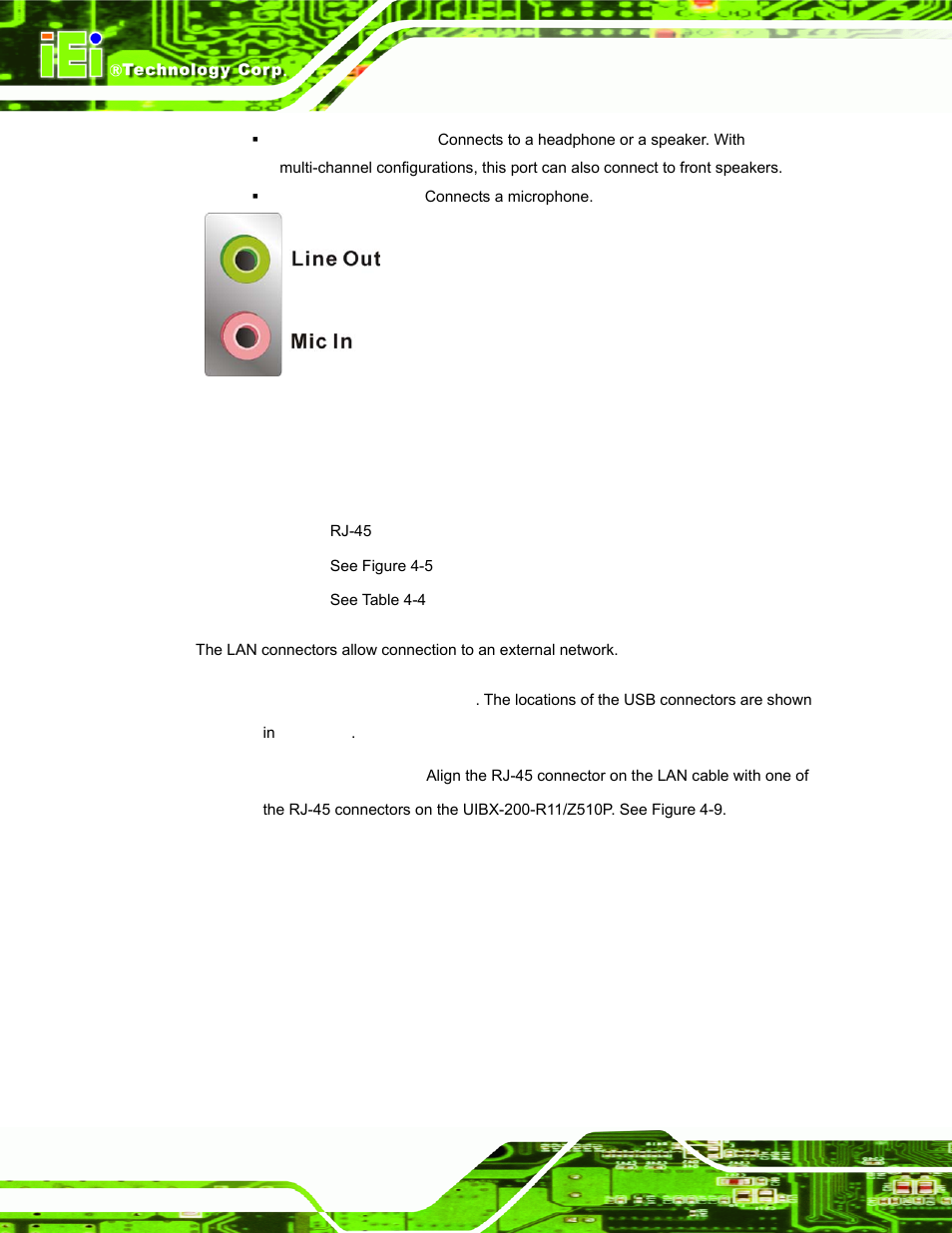 3 lan connectors, Figure 4-8: audio connector | IEI Integration uIBX-200 v1.10 User Manual | Page 32 / 113