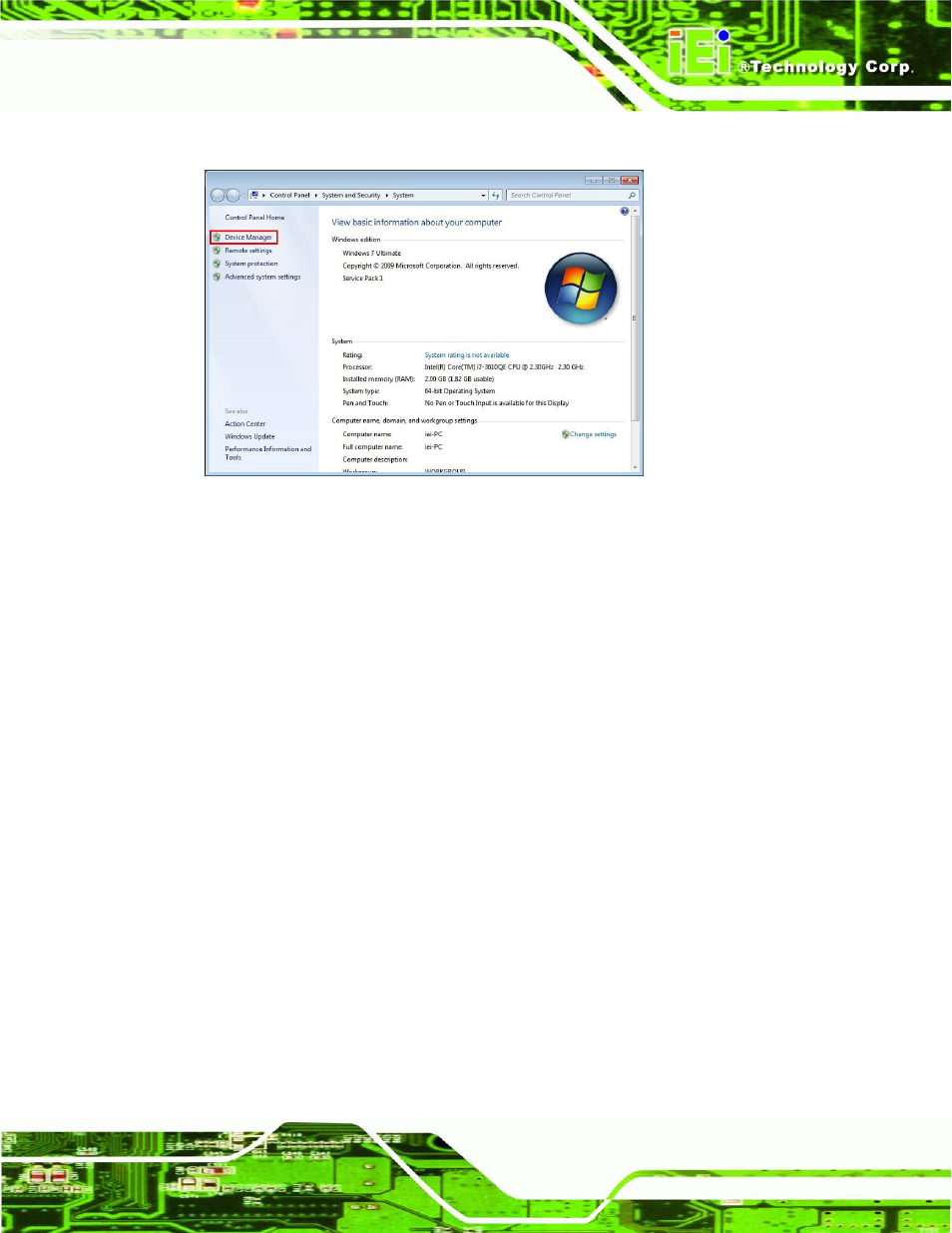 Figure 7-13: system control panel | IEI Integration uIBX-210-CV-N2600 User Manual | Page 102 / 163
