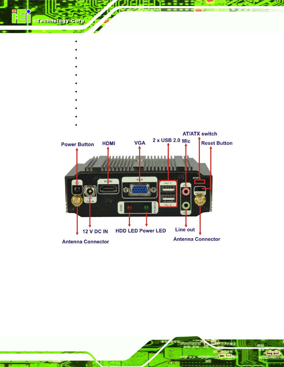 Figure 1-3: uibx-210-cv-n2600 rear panel | IEI Integration uIBX-210-CV-N2600 User Manual | Page 19 / 163