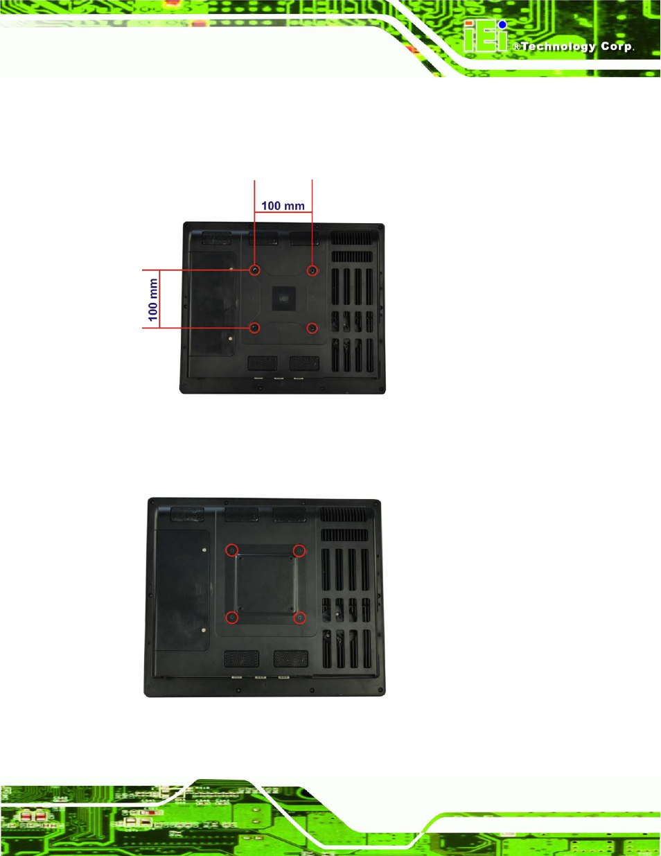 3 vesa mount 100, Figure 3–13: panel pc (vesa 100 mm), Figure 3–14: 100 mm to 75 mm adapter | IEI Integration uIBX-210-CV-N2600 User Manual | Page 34 / 163