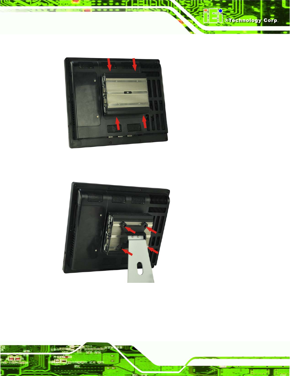 8 external peripheral interface connectors, Xternal, Eripheral | Nterface, Onnectors, Figure 3–17: mount kit screws, Figure 3–18: stand installation | IEI Integration uIBX-210-CV-N2600 User Manual | Page 36 / 163