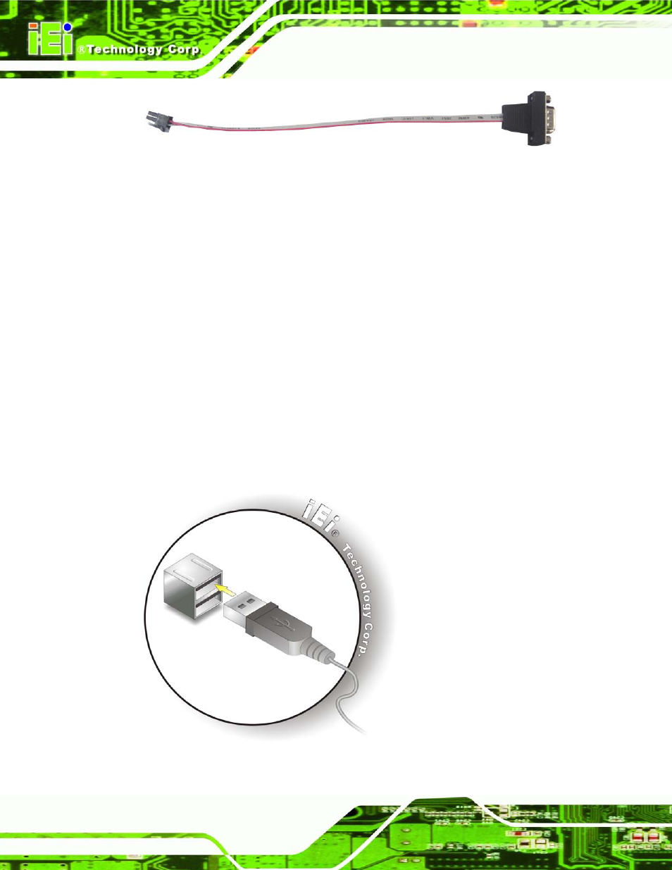 6 usb device connection, Figure 3-25: rs-422/485 cable, Figure 3-26: usb device connection | IEI Integration uIBX-210-CV-N2600 User Manual | Page 43 / 163