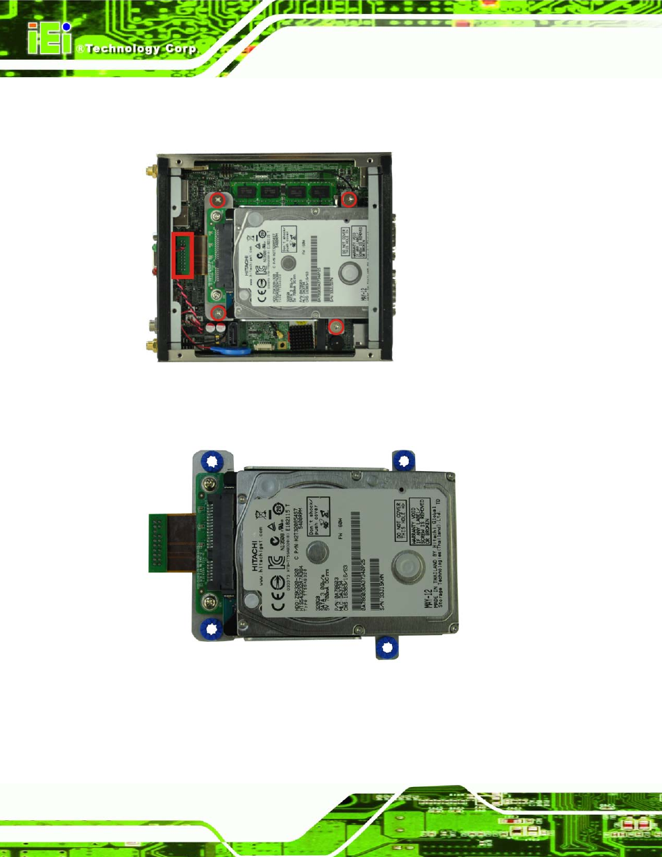 Figure 5-2: hdd bracket retention screws, Figure 5-3: hdd bracket | IEI Integration uIBX-210-CV-N2600 User Manual | Page 57 / 163