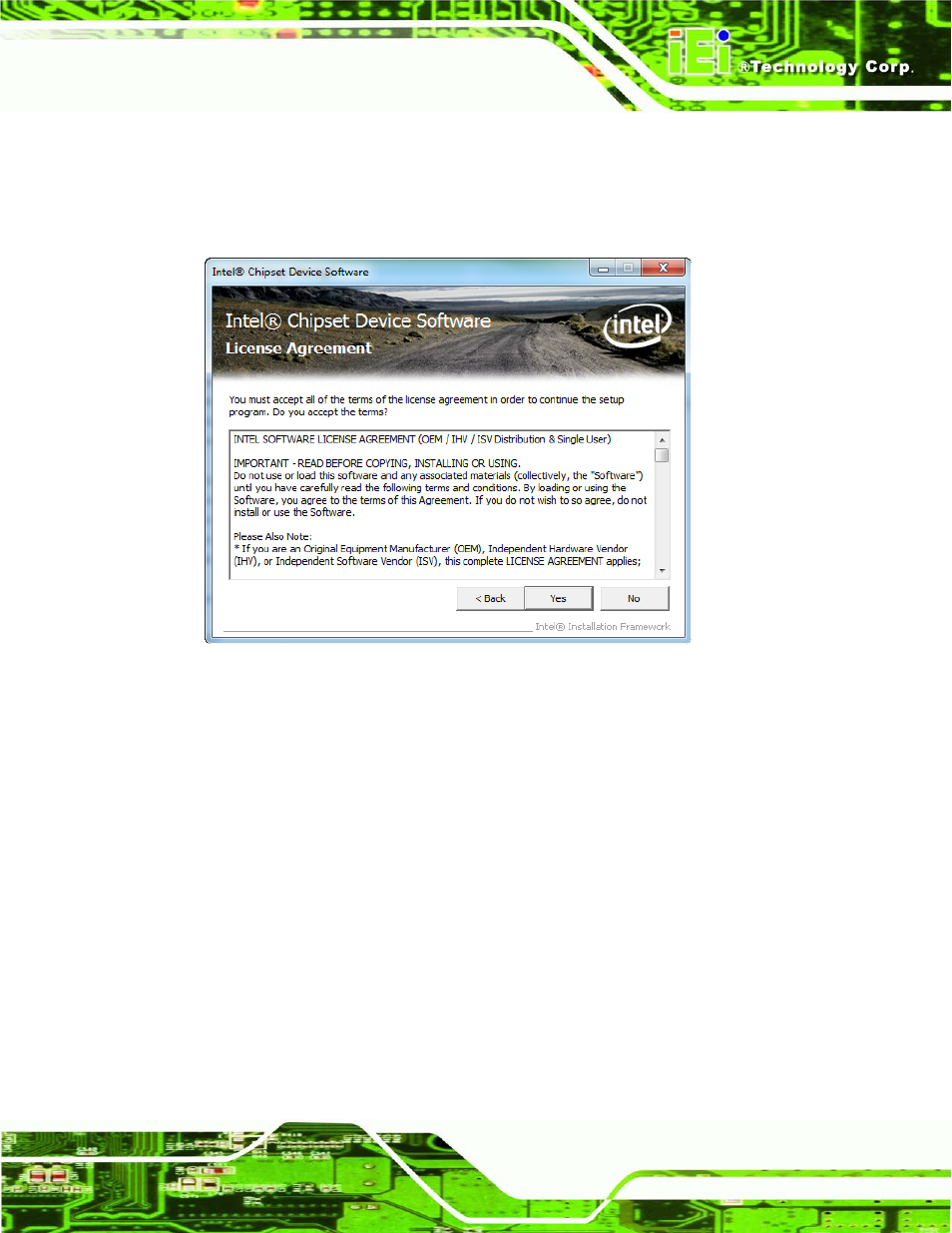 Figure 7-4: chipset driver license agreement | IEI Integration uIBX-210-CV-N2600 User Manual | Page 96 / 163