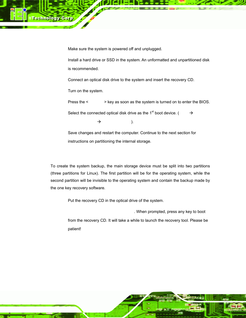 A.2.1 hardware and bios setup, A.2.2 create partitions, A.2.1 ) | Ion a.2.2 ) | IEI Integration TANK-101B-D525_N455 v1.02 User Manual | Page 75 / 119