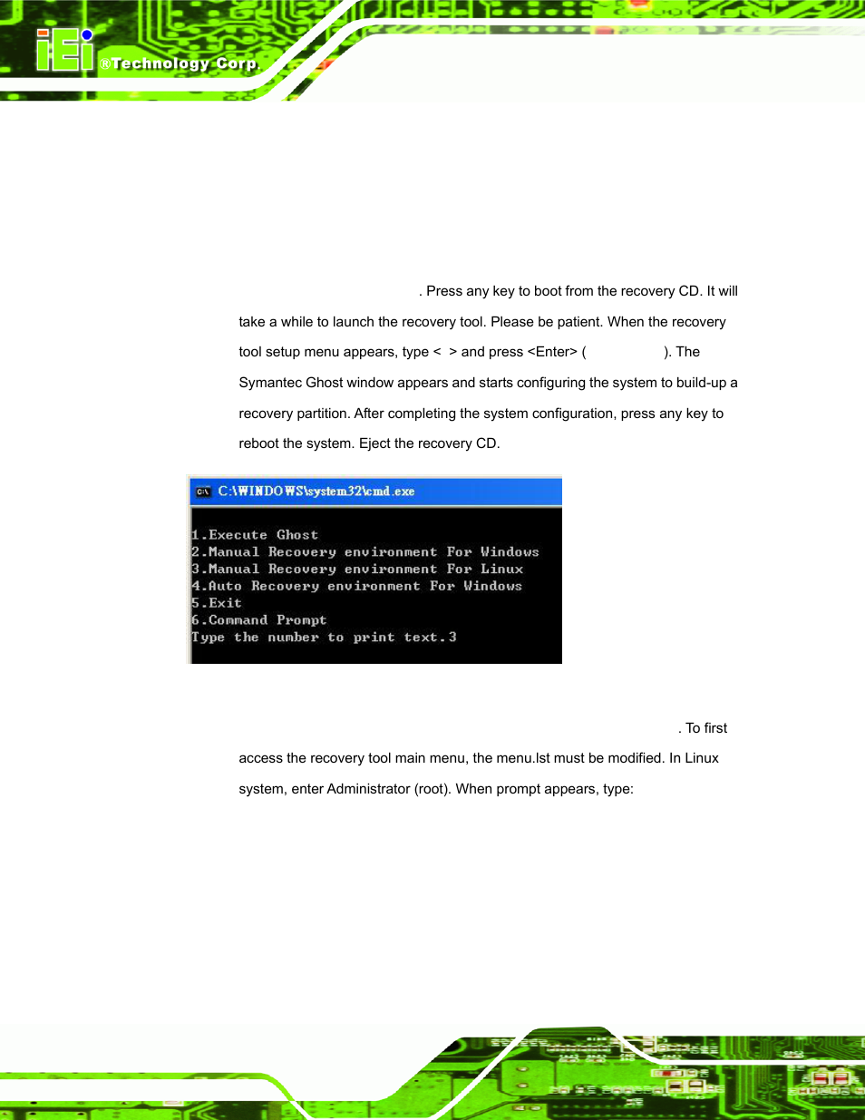 Figure a-30: manual recovery environment for linux | IEI Integration TANK-101B-D525_N455 v1.02 User Manual | Page 93 / 119