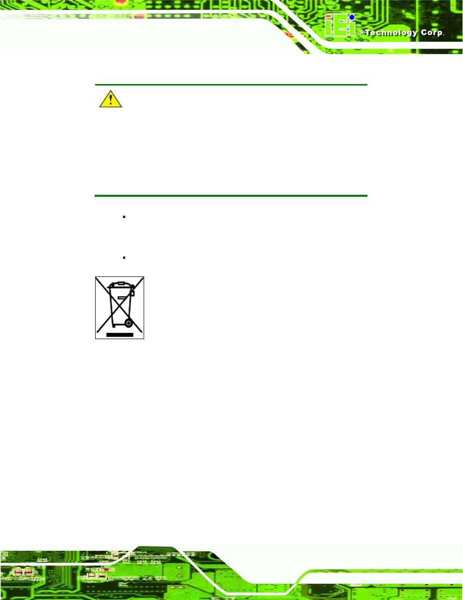 B.1.3 product disposal, B.2 maintenance and cleaning precautions, B.2.1 maintenance and cleaning | Aintenance and, Leaning, Recautions | IEI Integration TANK-101B-D525_N455 v1.00 User Manual | Page 113 / 118