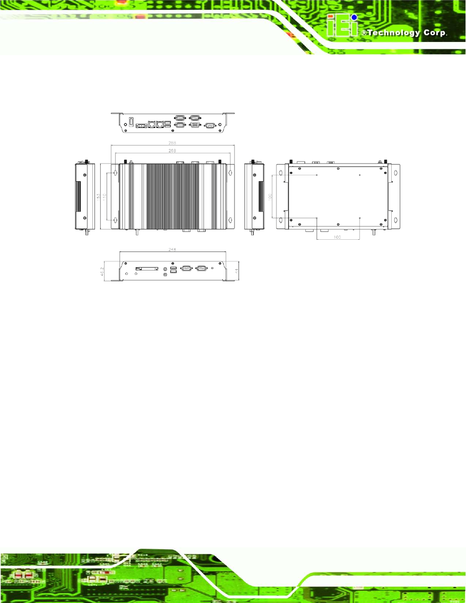 6 dimensions, Imensions, Figure 1-4: physical dimensions (millimeters) | IEI Integration TANK-101B-D525_N455 v1.00 User Manual | Page 17 / 118