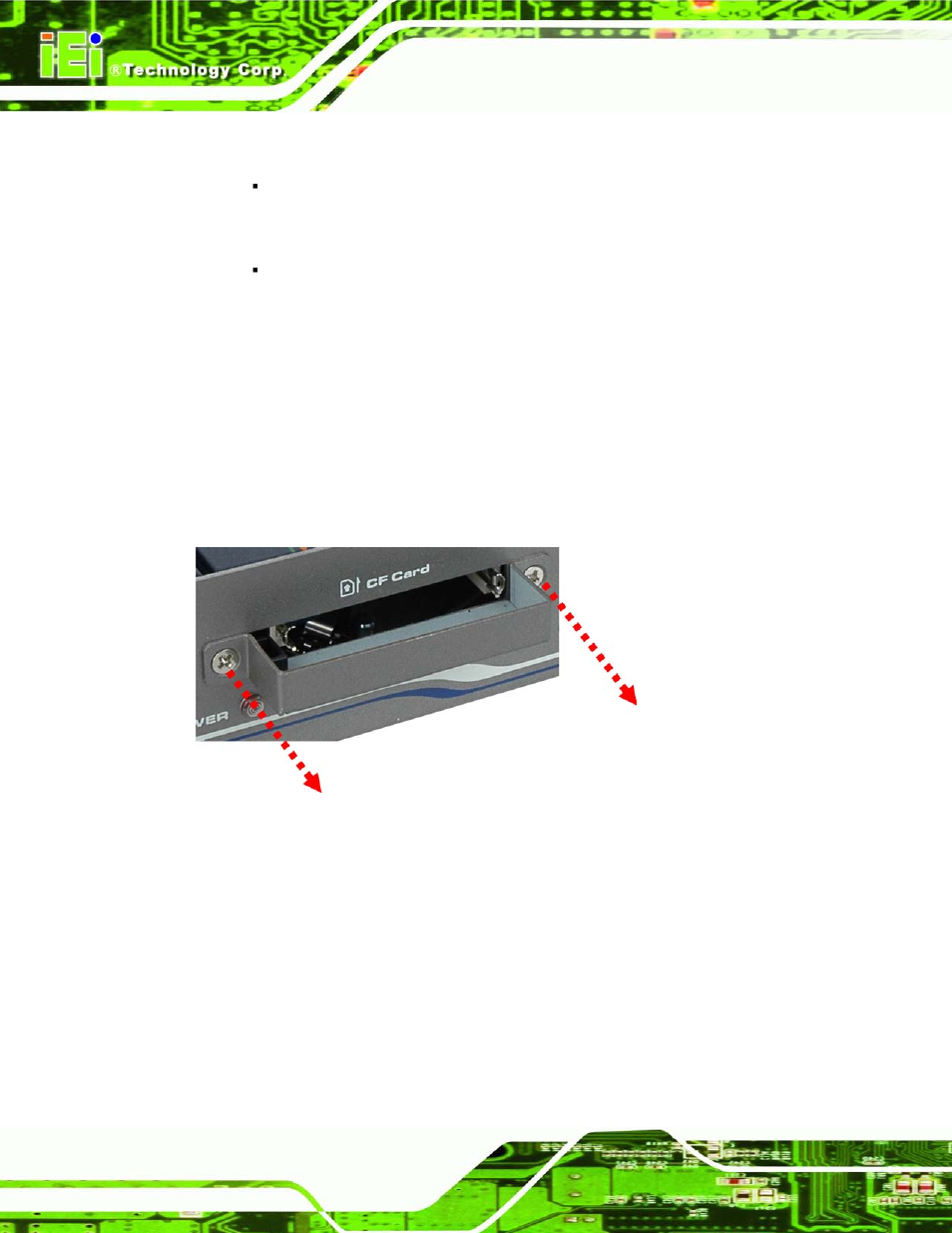 2 cf card installation, Nstallation, Figure 3-1: cf card slot | 2 cf ca rd in s ta lla tio n | IEI Integration TANK-101B-D525_N455 v1.00 User Manual | Page 24 / 118