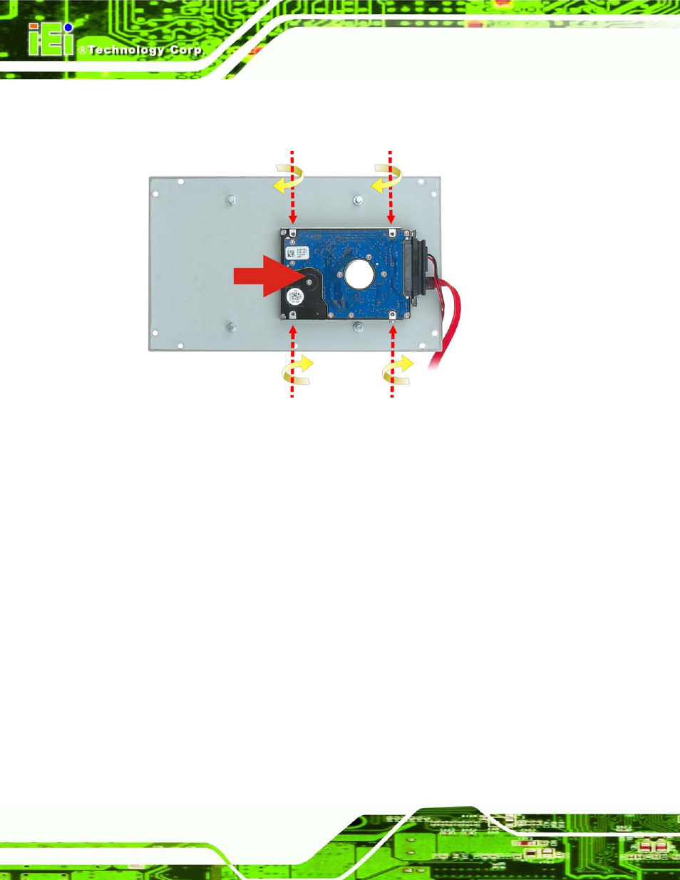 4 mounting the system with mounting brackets, Ounting the, Ystem with | Ounting, Rackets, Figure 3-4: hdd installation | IEI Integration TANK-101B-D525_N455 v1.00 User Manual | Page 26 / 118