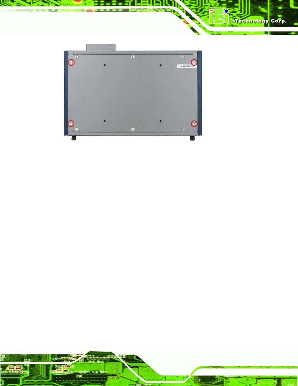 5 mounting the system with wall mount kit, Ounting the, Ystem with | Ount, Figure 3-5: retention screw holes | IEI Integration TANK-101B-D525_N455 v1.00 User Manual | Page 27 / 118