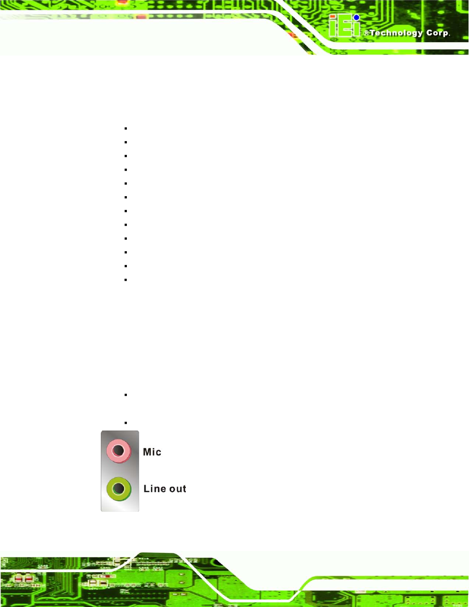 7 external peripheral interface connectors, 1 audio connector, Xternal | Eripheral, Nterface, Onnectors, Figure 3-8: audio connector | IEI Integration TANK-101B-D525_N455 v1.00 User Manual | Page 31 / 118