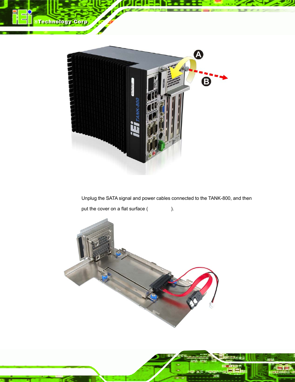 Figure 3-4: unscrew the cover, Figure 3-5: remove the cover from tank-800 | IEI Integration TANK-800-D525 v1.00 User Manual | Page 30 / 116
