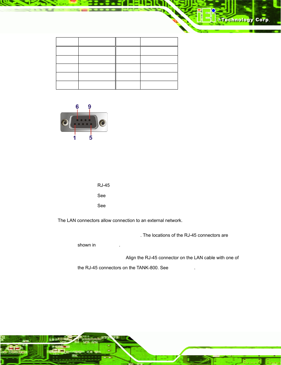 6 lan connectors, Figure 3-13: dio connector pinout location, Table 3-1: dio connector pinouts | See table 3-1 and figure 3-13 | IEI Integration TANK-800-D525 v1.00 User Manual | Page 37 / 116