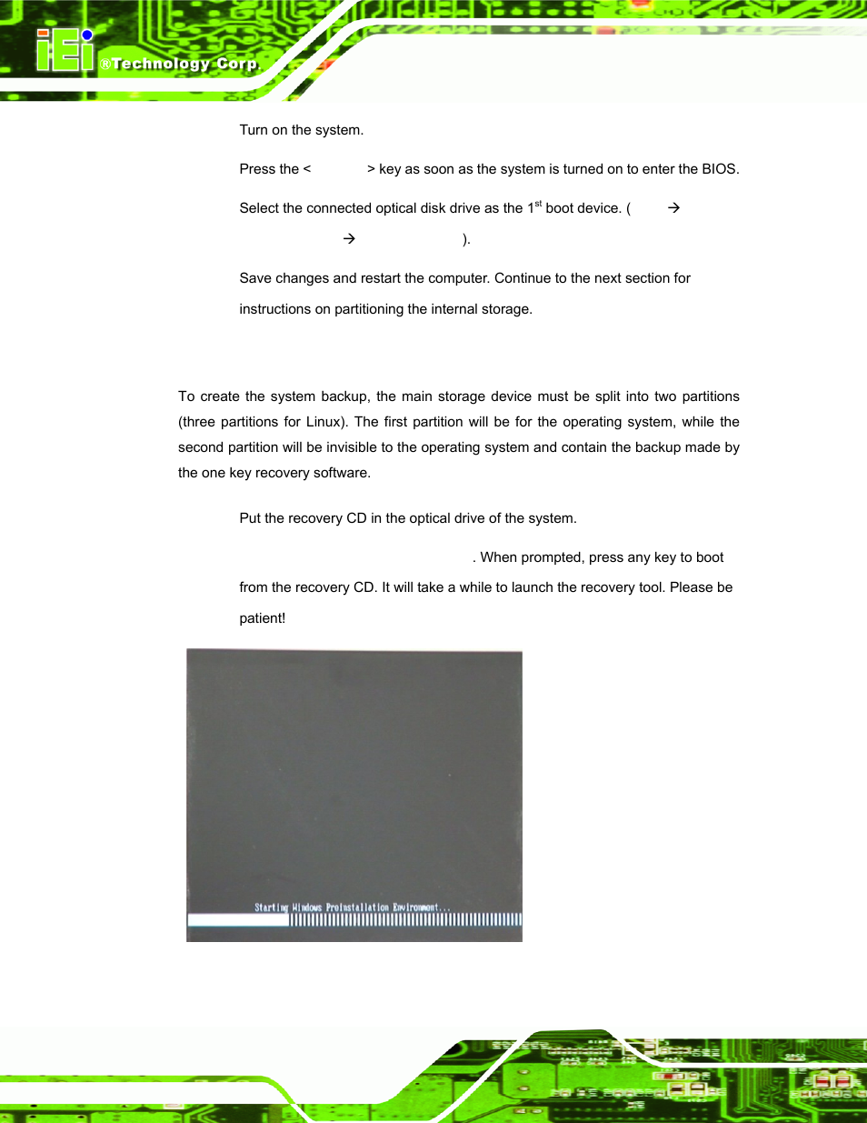 A.2.2 create partitions, Figure a-2: launching the recovery tool | IEI Integration TANK-800-D525 v1.00 User Manual | Page 88 / 116