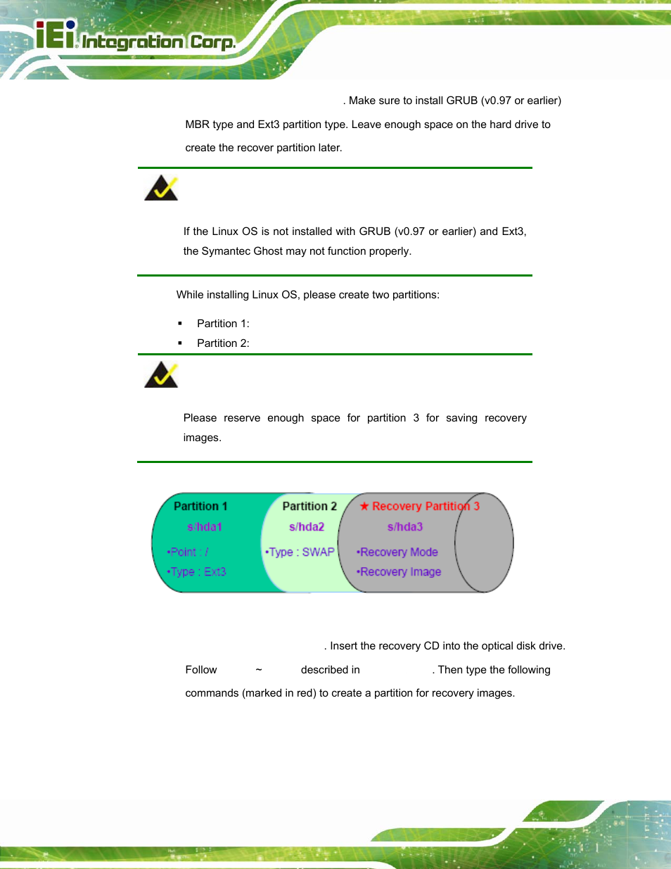 Figure a-29: partitions for linux | IEI Integration TANK-800-D525 v1.14 User Manual | Page 110 / 137