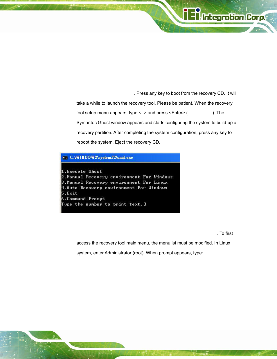 Figure a-30: manual recovery environment for linux | IEI Integration TANK-800-D525 v1.14 User Manual | Page 111 / 137