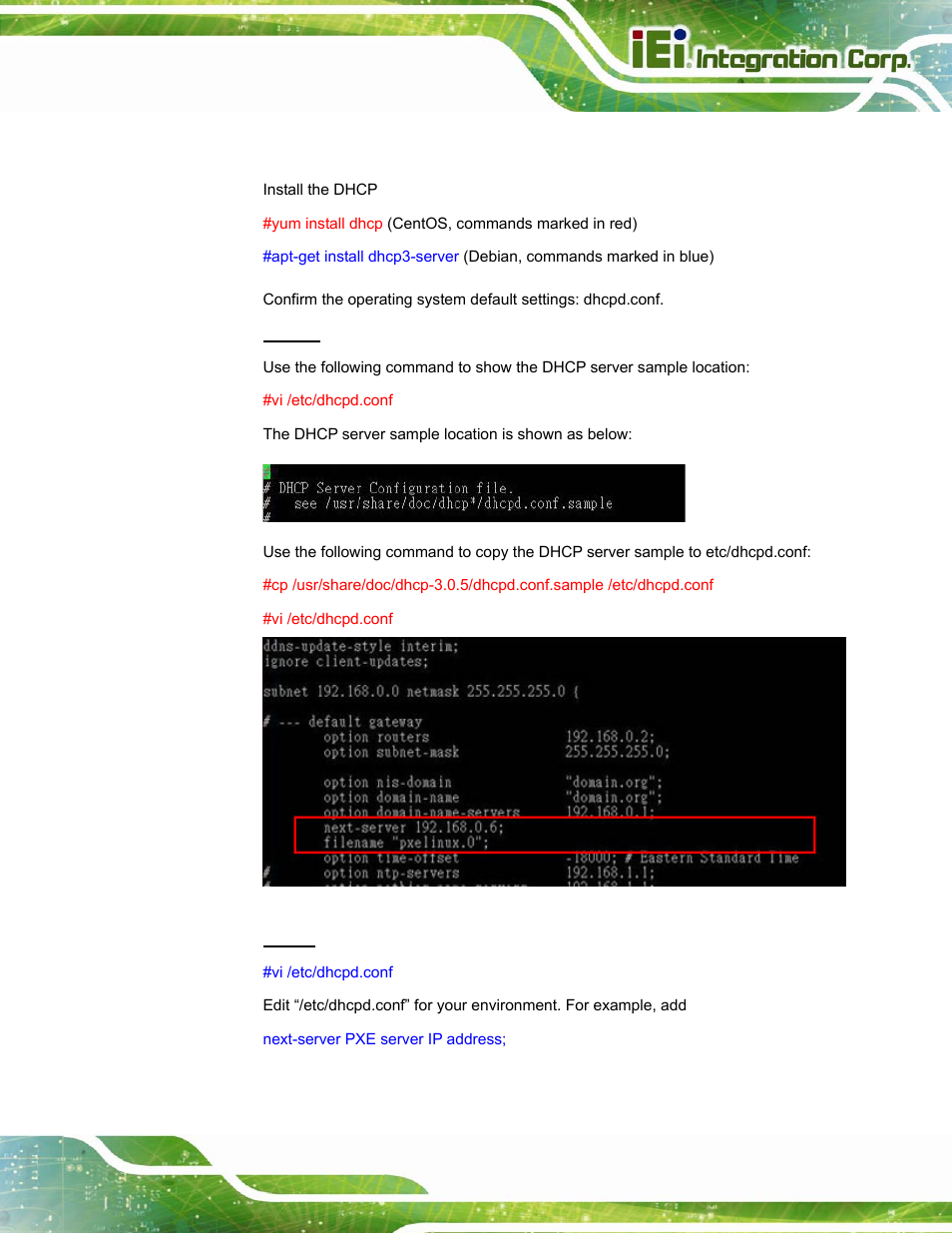 A.6.1 configure dhcp server settings | IEI Integration TANK-800-D525 v1.14 User Manual | Page 119 / 137
