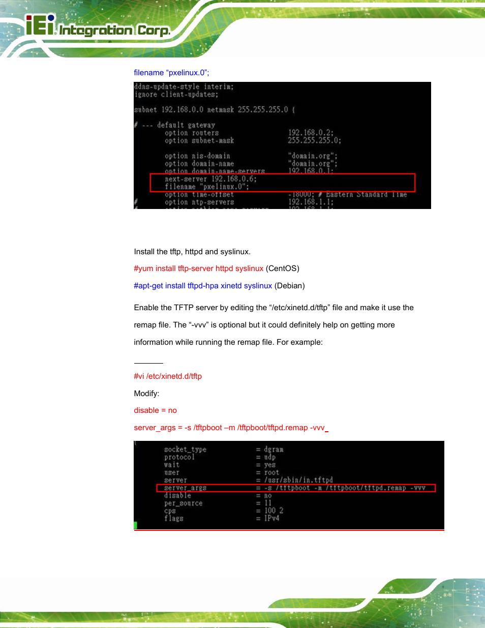 A.6.2 configure tftp settings | IEI Integration TANK-800-D525 v1.14 User Manual | Page 120 / 137