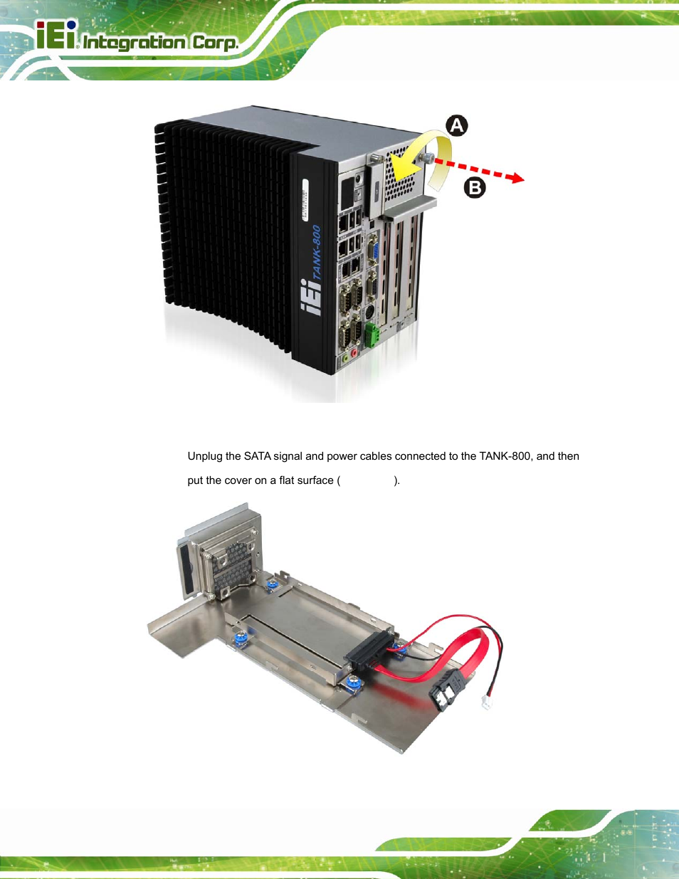 Figure 3-4: unscrew the cover, Figure 3-5: remove the cover from tank-800 | IEI Integration TANK-800-D525 v1.14 User Manual | Page 32 / 137