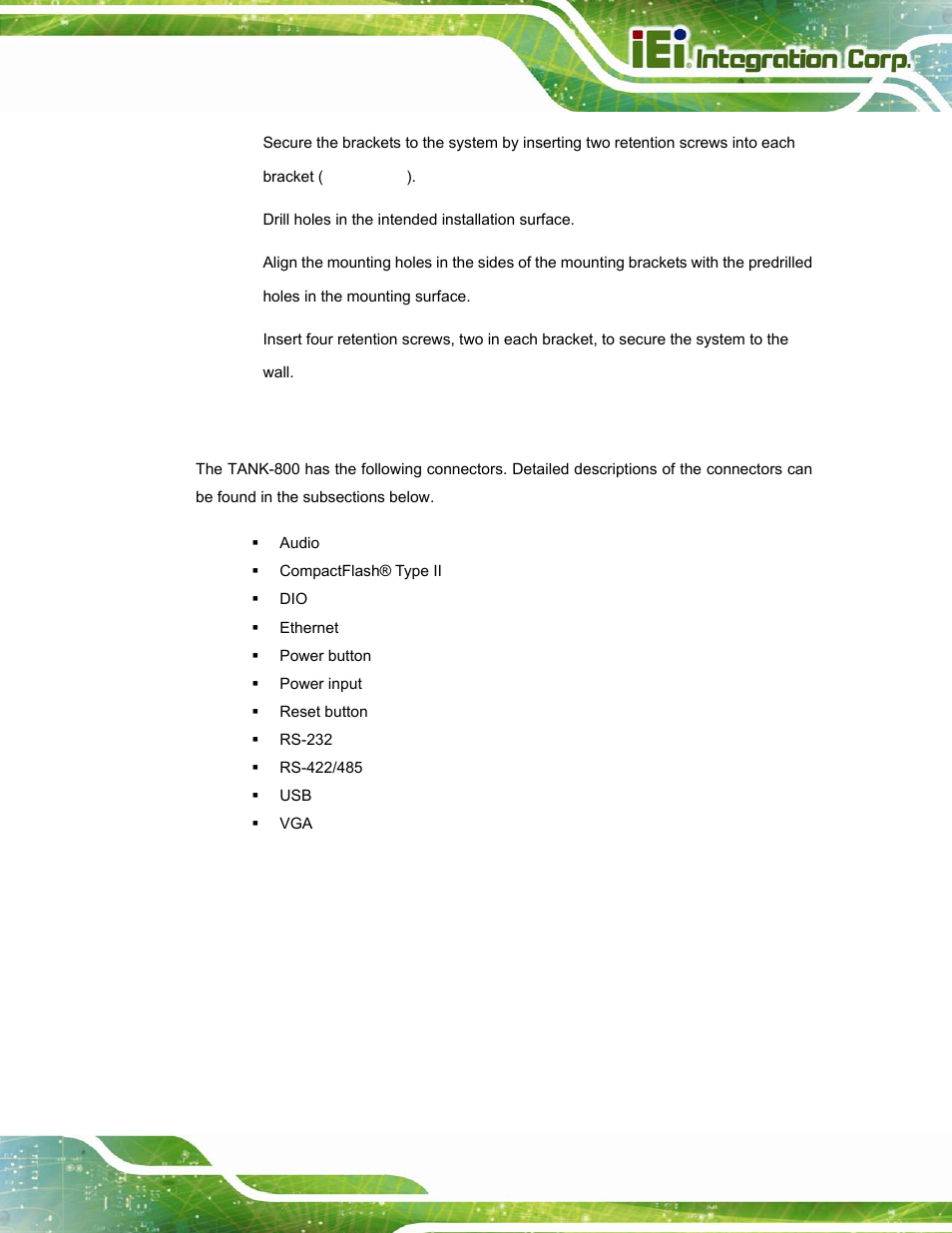 7 external peripheral interface connectors, Xternal, Eripheral | Nterface, Onnectors | IEI Integration TANK-800-D525 v1.14 User Manual | Page 39 / 137