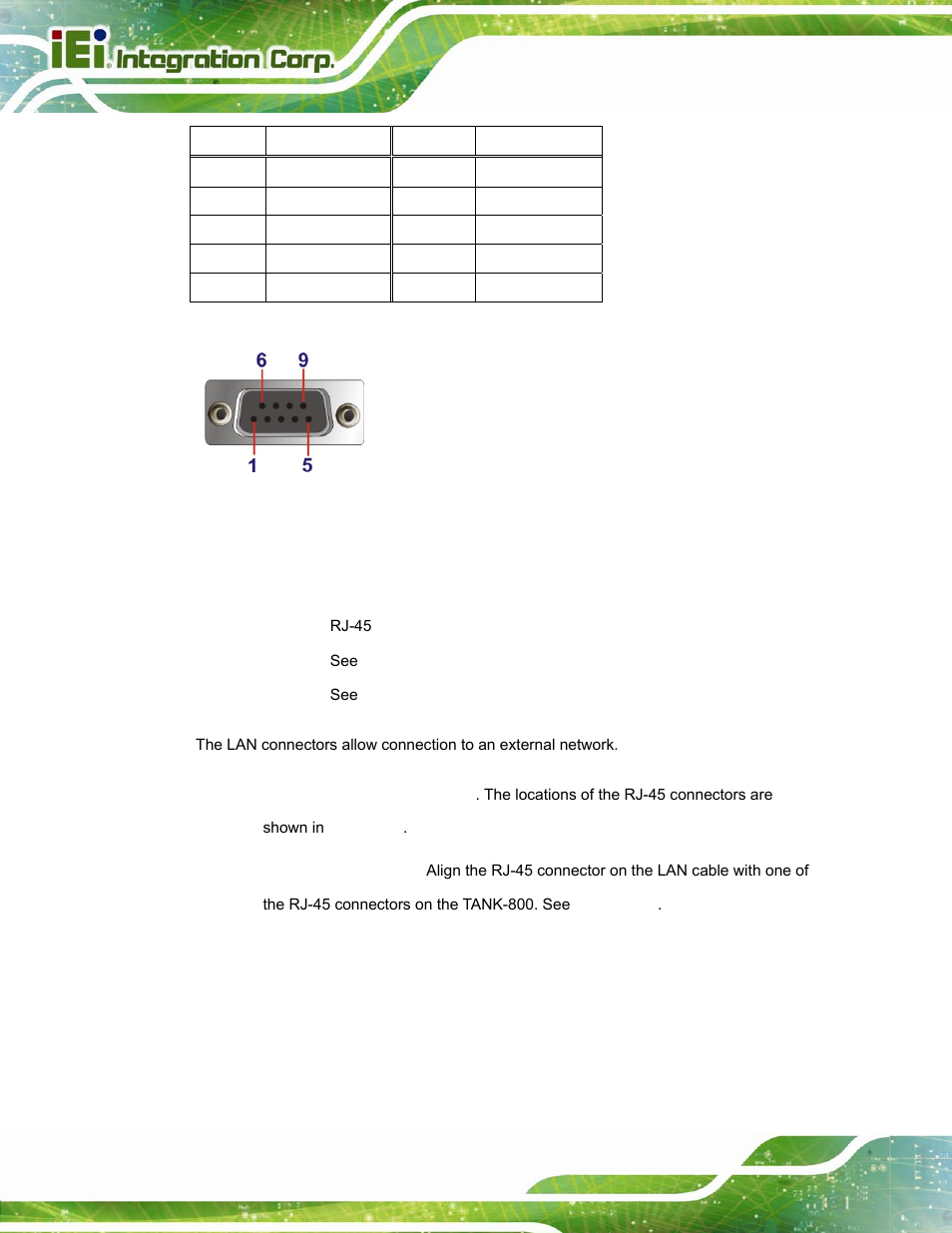 6 lan connectors, Figure 3-18: dio connector pinout location, Table 3-1: dio connector pinouts | See table 3-1 and figure 3-18 | IEI Integration TANK-800-D525 v1.14 User Manual | Page 42 / 137