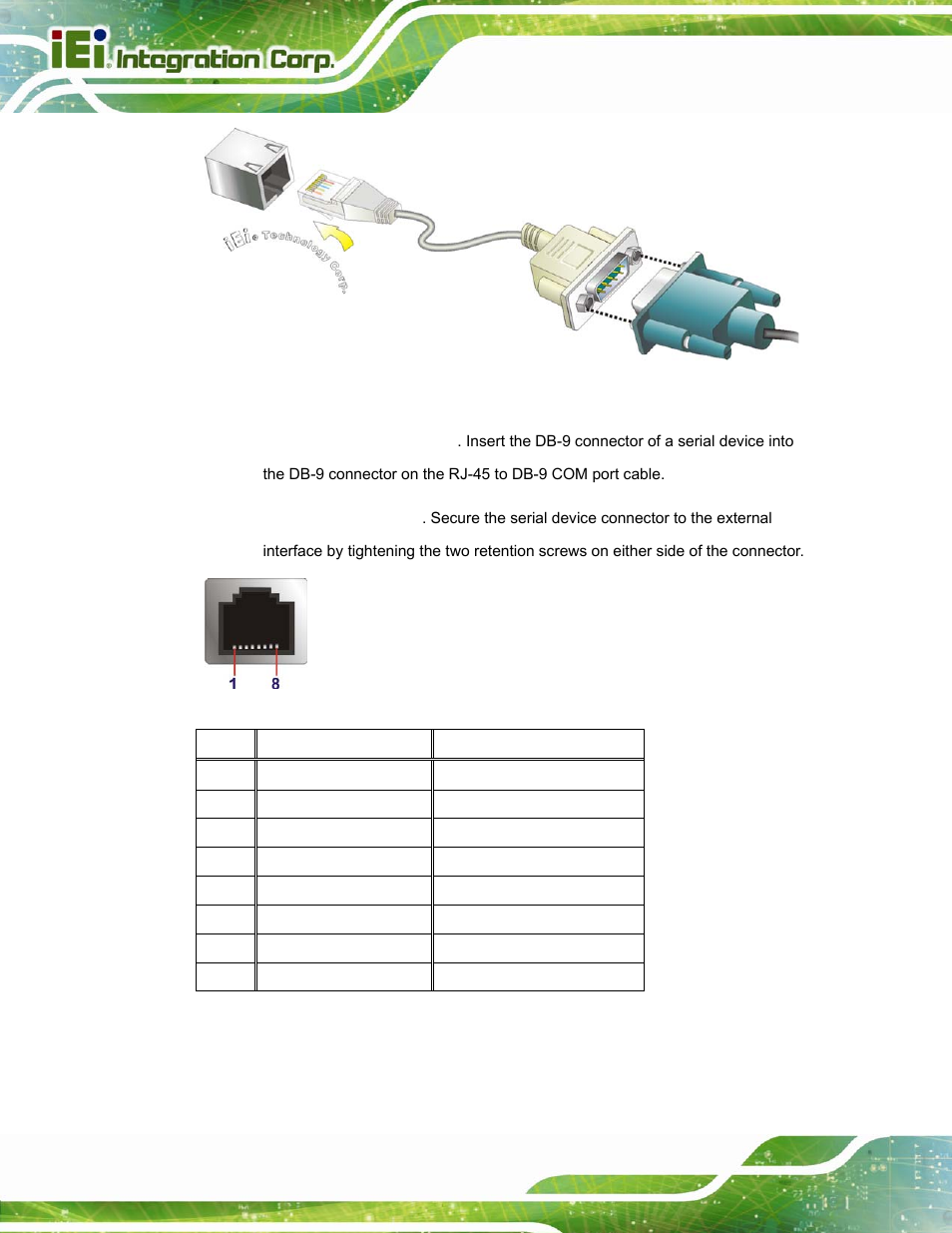 Table 3-5: rj-45 rs-422/485 serial port pinouts, See table 3-5 and figure 3-24, Figure 3-23 | IEI Integration TANK-800-D525 v1.14 User Manual | Page 46 / 137