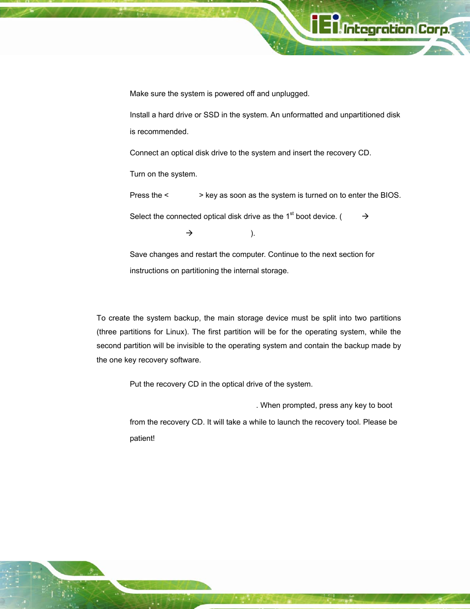 A.2.1 hardware and bios setup, A.2.2 create partitions, A.2.1) | Ion a.2.2 ) | IEI Integration TANK-800-D525 v1.14 User Manual | Page 93 / 137
