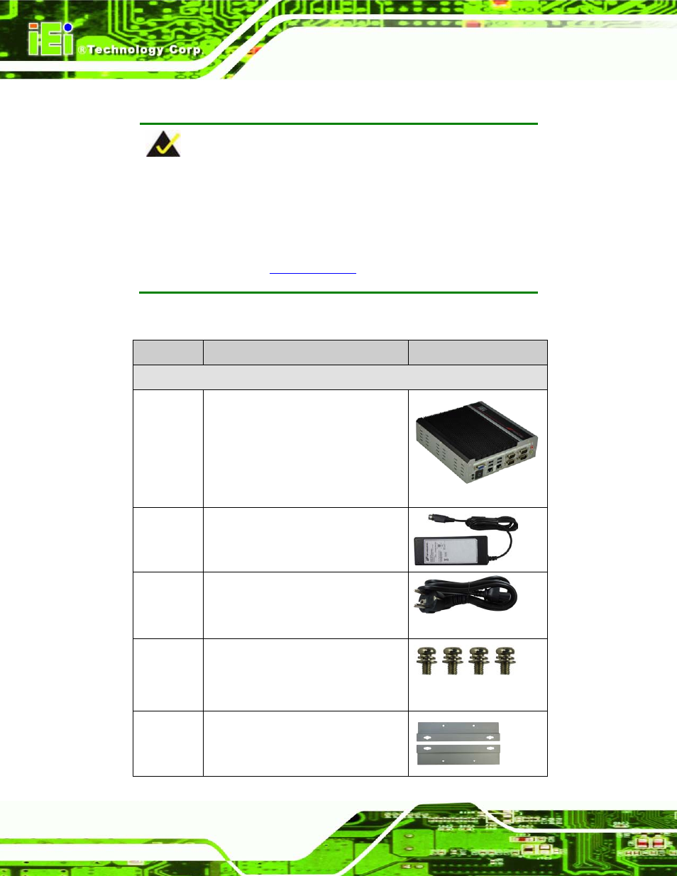 3 unpacking checklist, Npacking, Hecklist | 3 un pa c kin g ch e c klis t | IEI Integration TANK-600-D2550_N2600 User Manual | Page 21 / 132