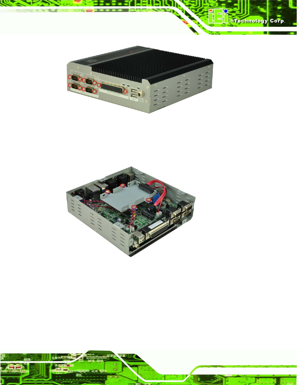 Figure 3-3: remove hex head screws (rear panel), Figure 3-4: hdd bracket retention screws | IEI Integration TANK-600-D2550_N2600 User Manual | Page 26 / 132