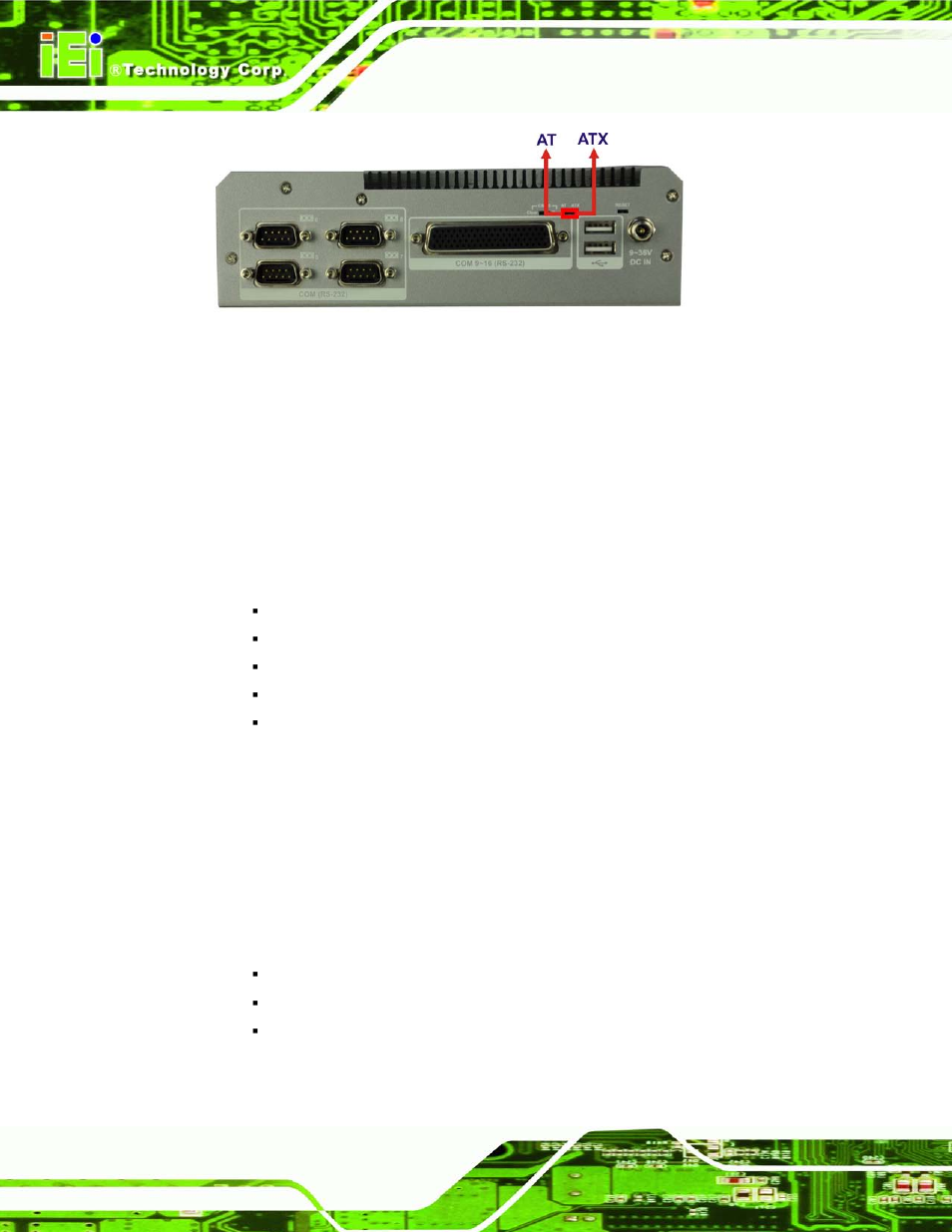 1 at power mode, 2 atx power mode, Figure 3-7: at/atx switch location | IEI Integration TANK-600-D2550_N2600 User Manual | Page 29 / 132