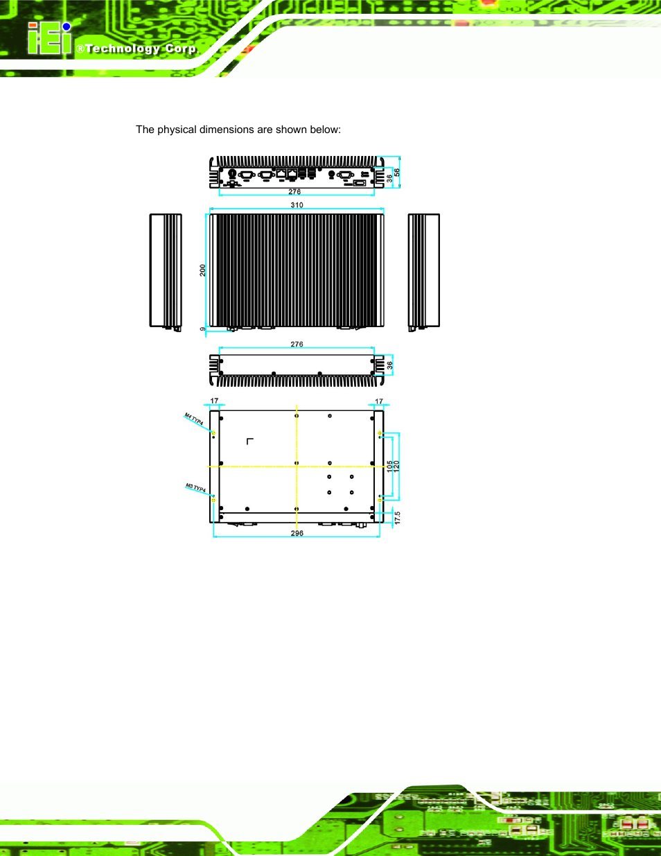 7 dimensions, Imensions, Figure 1-3: physical dimensions (millimeters) | IEI Integration TANK-GM45A User Manual | Page 16 / 104
