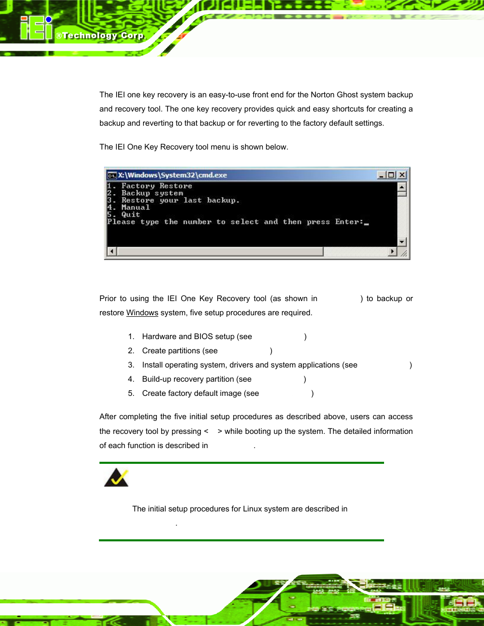 A.1 one key recovery introduction, Ecovery, Ntroduction | Figure a-1: iei one key recovery tool menu | IEI Integration TANK-GM45A User Manual | Page 70 / 104