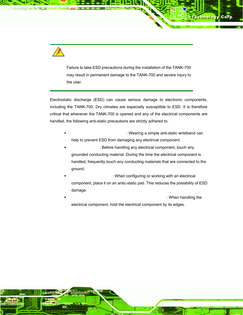 B.1.2 anti-static precautions | IEI Integration TANK-700-QM67 v1.00 User Manual | Page 122 / 128