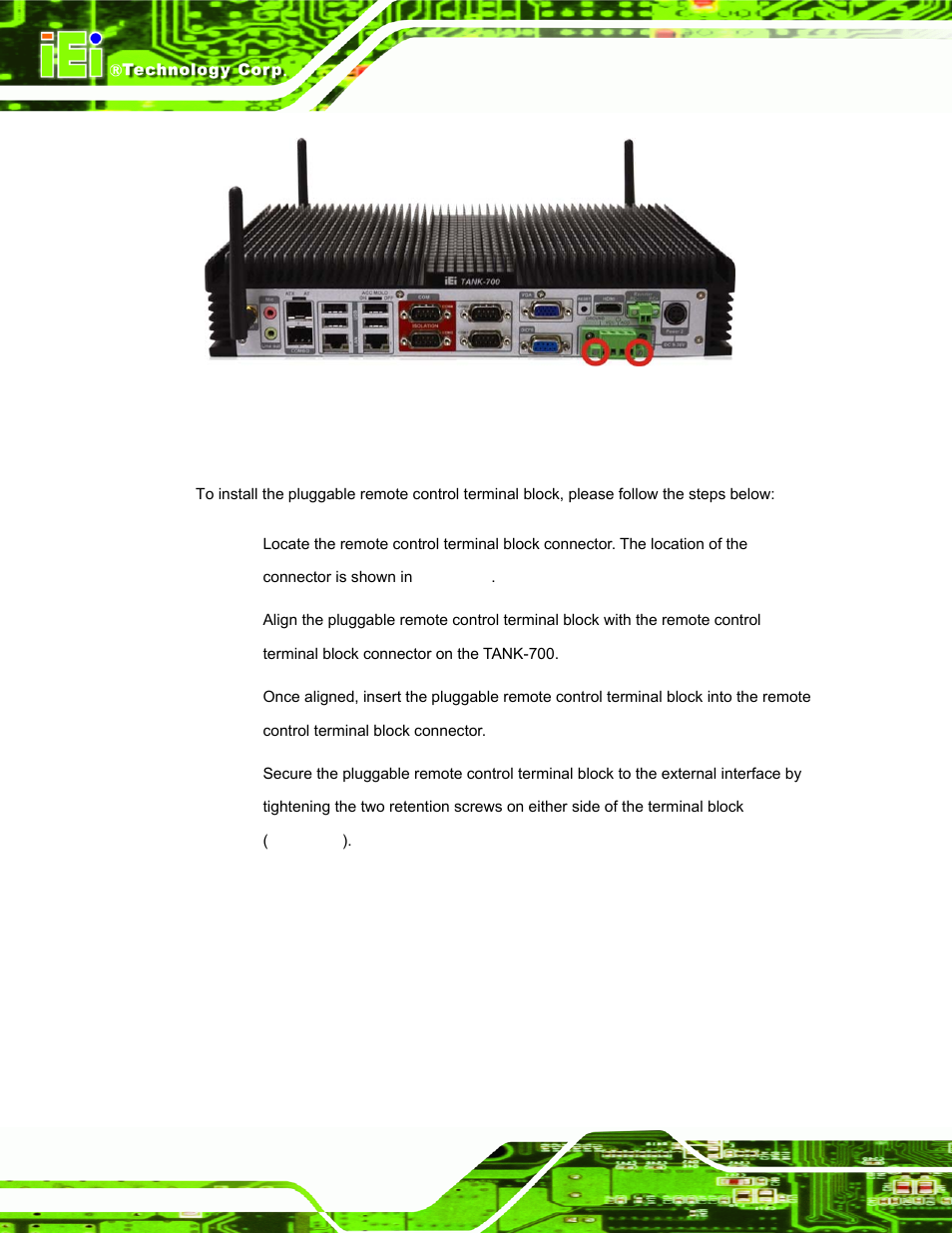 Luggable, Emote, Ontrol | Erminal, Lock, Nstallation | IEI Integration TANK-700-QM67 v1.00 User Manual | Page 31 / 128