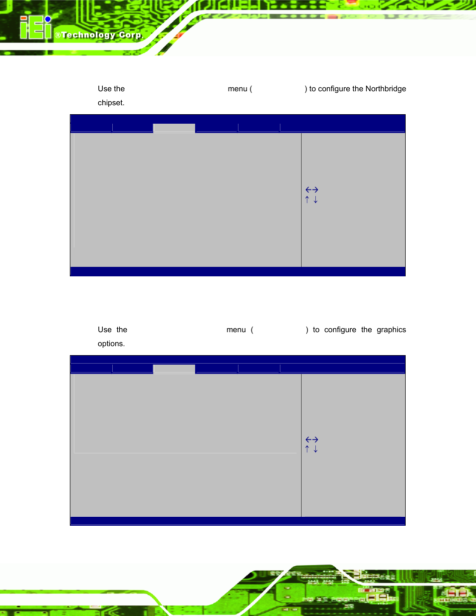 1 northbridge configuration, 1 graphics configuration | IEI Integration TANK-700-QM67 v1.00 User Manual | Page 85 / 128