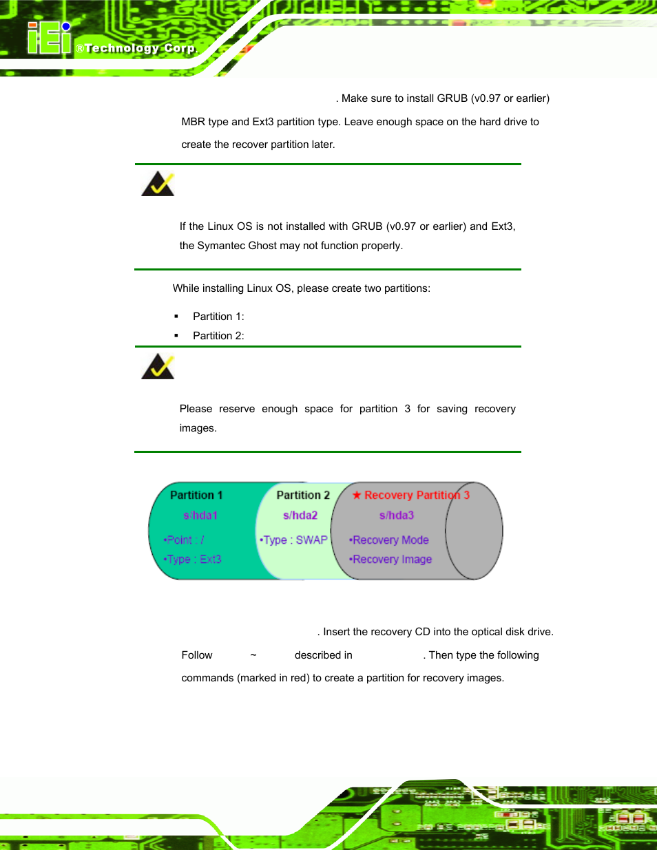Figure a-29: partitions for linux | IEI Integration TANK-700-QM67 v1.12 User Manual | Page 118 / 145