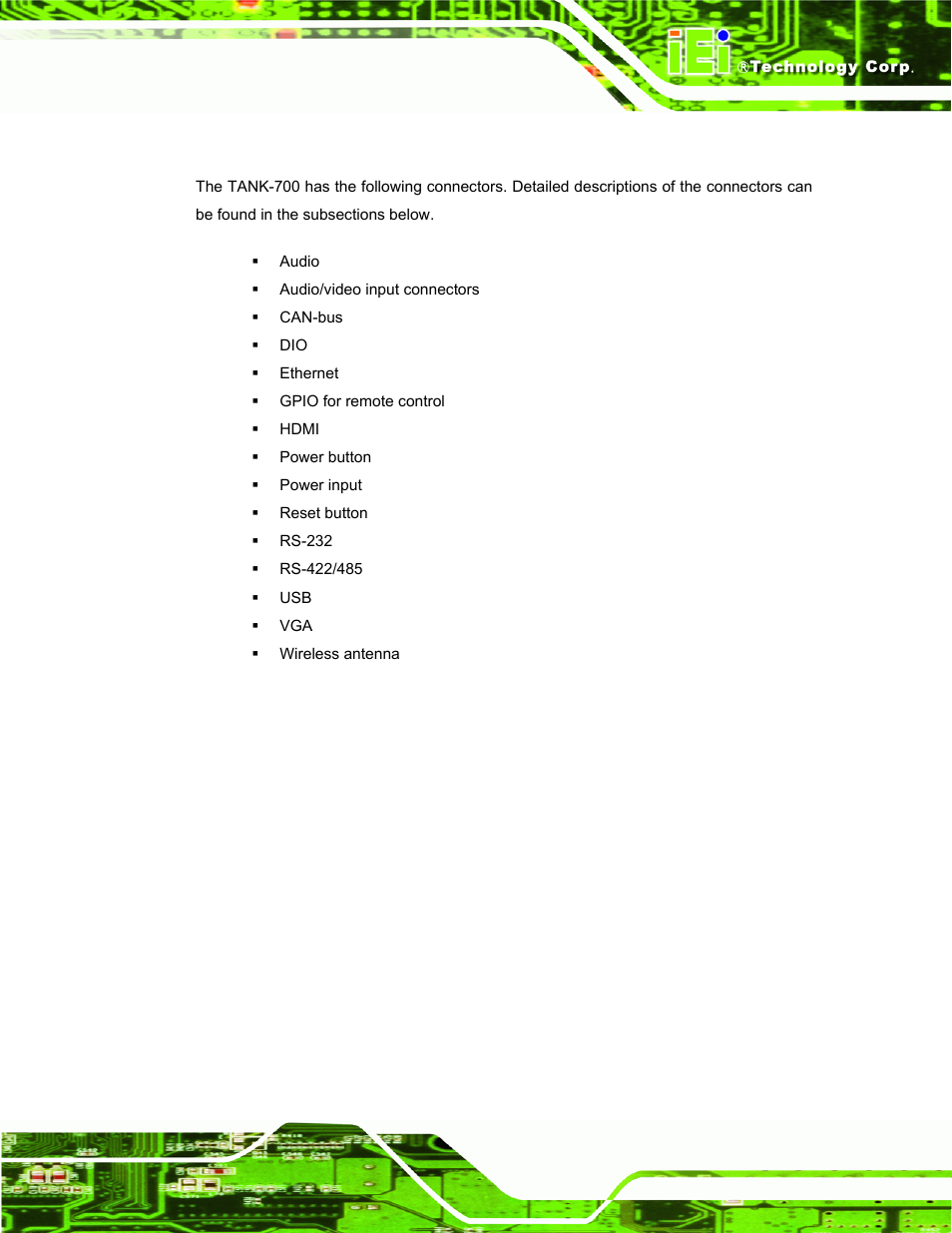 9 external peripheral interface connectors, Xternal, Eripheral | Nterface, Onnectors | IEI Integration TANK-700-QM67 v1.12 User Manual | Page 37 / 145