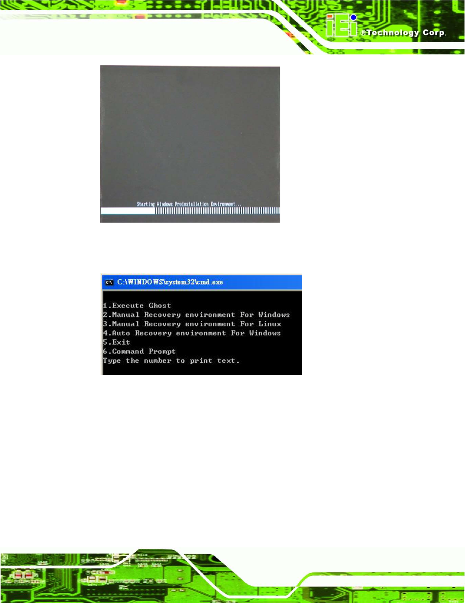 Figure a-2: launching the recovery tool, Figure a-3: recovery tool setup menu | IEI Integration TANK-700-QM67 v2.00 User Manual | Page 101 / 144