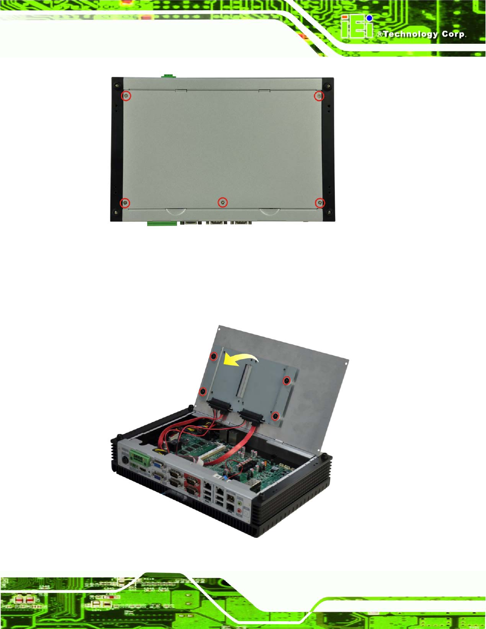 Figure 3-1: bottom panel retention screws, Figure 3-2: hdd bracket retention screws | IEI Integration TANK-700-QM67 v2.00 User Manual | Page 29 / 144