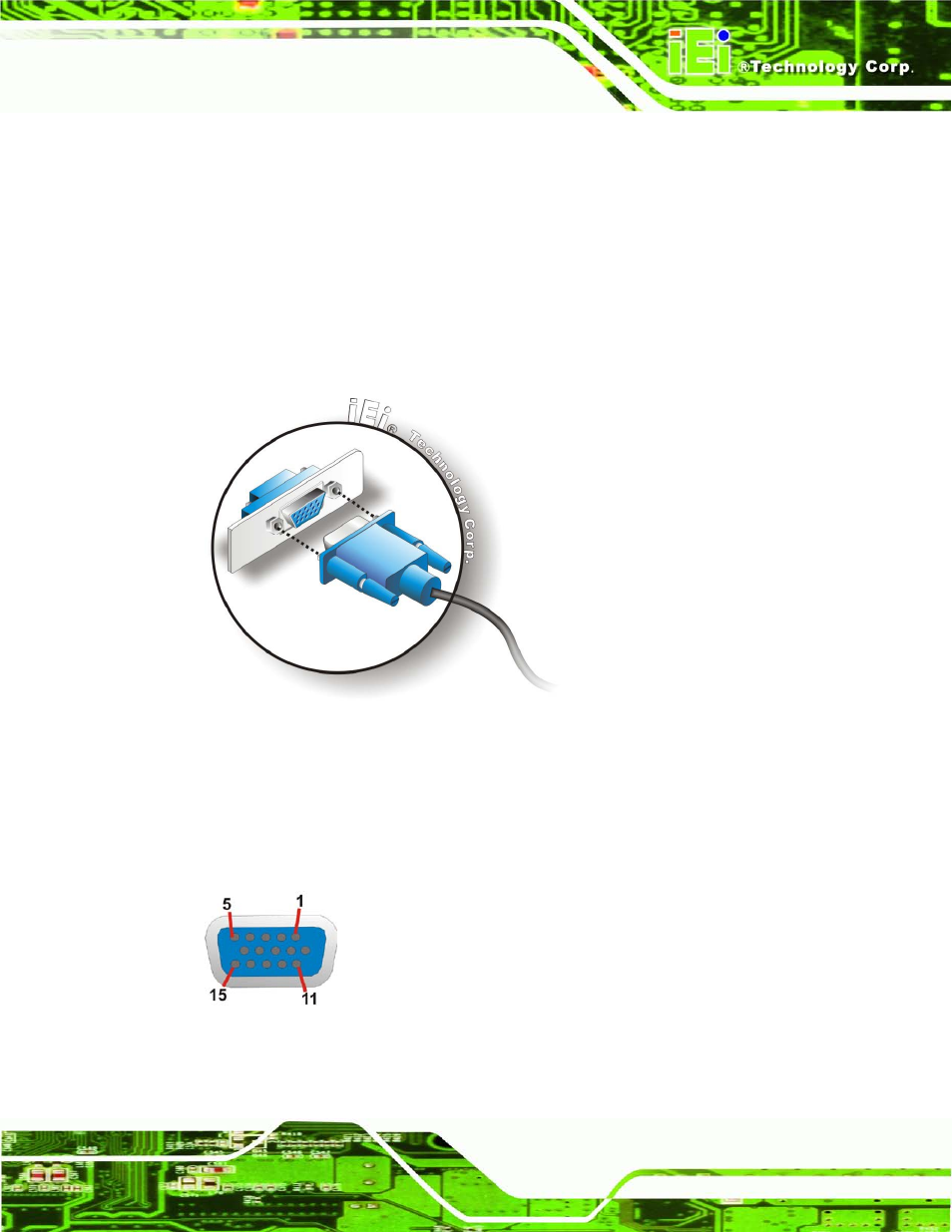 Figure 3-31: vga connector, Figure 3-32: vga connector | IEI Integration TANK-700-QM67 v2.00 User Manual | Page 51 / 144