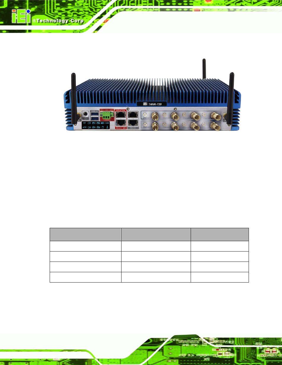 1 overview, 2 model variations, Verview | Odel, Ariations, Figure 1-1: tank-720, Table 1-1: tank-720 model variations, 1 ove rvie w | IEI Integration TANK-720-Q67 User Manual | Page 14 / 147