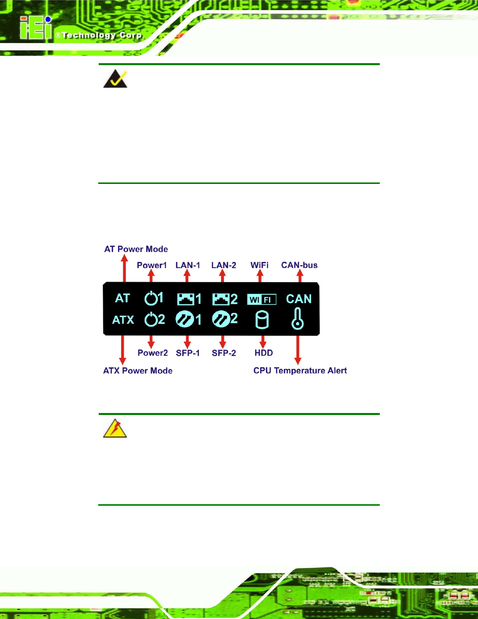 6 led indicators, Ndicators, Figure 1-4: tank-720 led indicators | 6 led in d ic a to rs | IEI Integration TANK-720-Q67 User Manual | Page 20 / 147